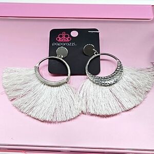 Spartan Spirit White Fringe Earrings
